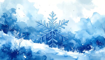 Winter snowflake landscape