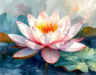 Watercolor lotus flower