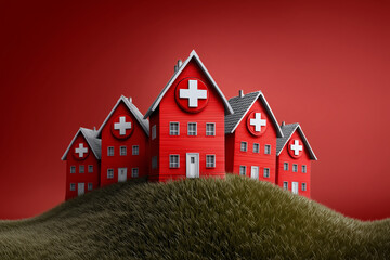 Swiss houses on the hill