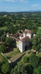 drone photo Serri&egrave;res castle France europe
