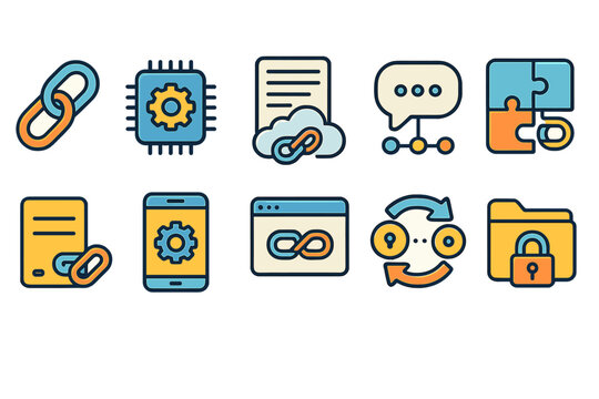 Seo and web flat icon set. digital marketing, website optimization flat icons collection