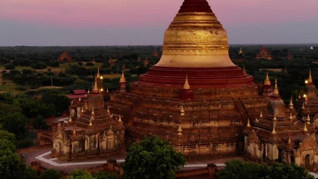 Ananda temple stands majestically amidst the bagan plains at dusk, myanmar