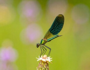Vibrant dragonfly on a flower