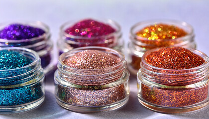 Vibrant Assorted Glitter In Small Jars