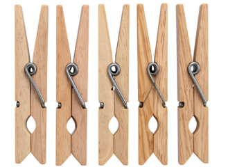 Firefly_Set Wooden Clothespins with Twine Isolated on Transparent Background PNG
