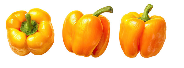 Three vibrant yellow-orange bell peppers