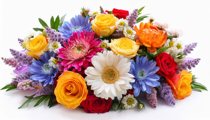 Vibrant Bouquet Of Fresh Flowers On Isolated White Background Floral Arrangement Nature