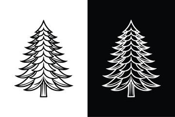 Obraz premium Pine tree flat icon vector on White Background Vector Art Illustration on white background.