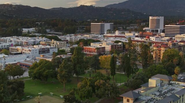Aerial view of pasadena, california, showcasing its urban landscape and greenery