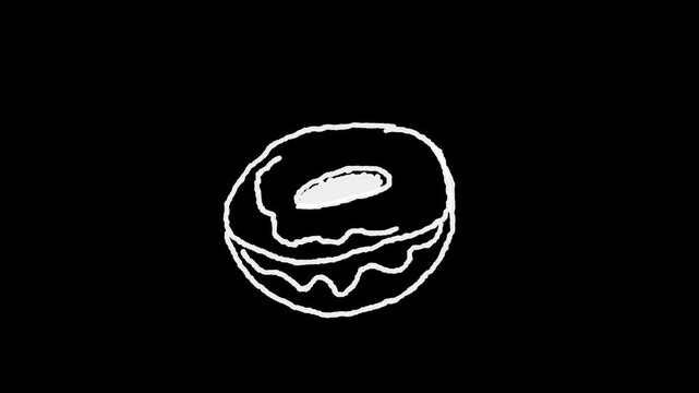 hand drawn donuts on black background
