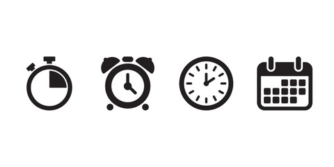 Time management icons set isolated on white background