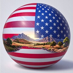 USA flag sphere with landscape