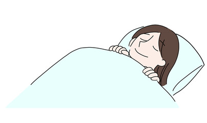 布団で寝ている女性
