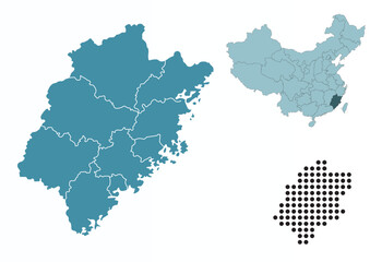 Fototapeta premium Set maps of Fujian province