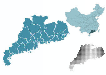 Obraz premium Set maps of Guangdong province