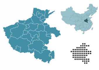 Fototapeta premium Set maps of Henan province