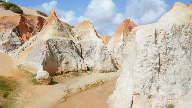 A scenic view of the cliffs and sand dunes at canoa quebrada beach, brazil