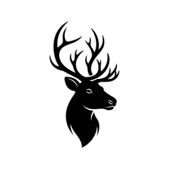 Fototapeta premium Black Reindeer Silhouette Icon for Christmas and New Year 