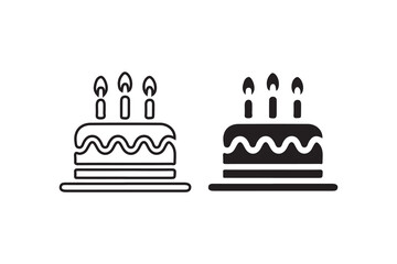 Birthday cake design. one outline one solid black