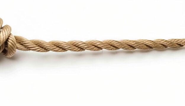 Hemp rope isolated on white, top view
