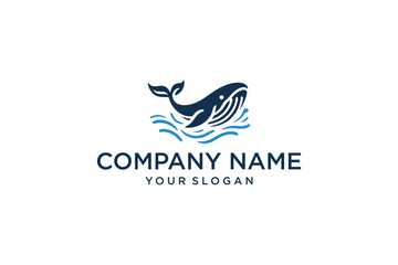 Whale breaching ocean waves logo 