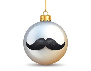Festive sphere ornament with a playful mustache