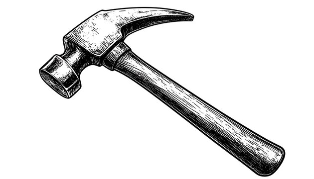 Hand-drawn illustration of a claw hammer