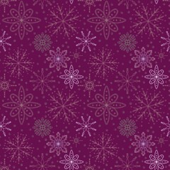 Christmas ice scribble seamless snowflakes pattern for wrapping paper and fabric
