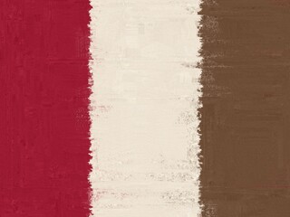 Abstract brushstroke stripes in red, beige, and brown hues.