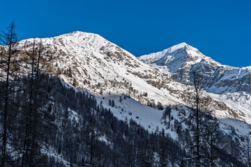 France - Peisey-Nancroix - Les Lanches - Alpine ridges covered in snow