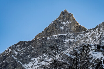 France - Peisey-Nancroix - Les Lanches - Sharp mountain summit in golden light