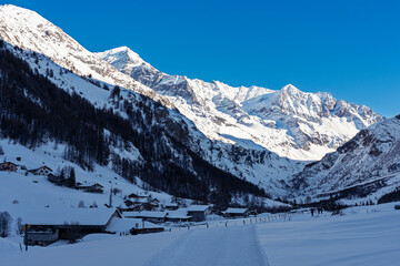 France - Peisey-Nancroix - Les Lanches - Snowy valley with mountains in the distance