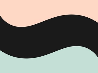 Abstract wavy background with black, peach, and mint layers.