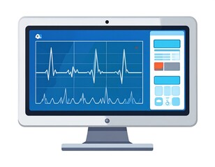 Flat illustration of a medical monitor displaying a heartbeat EKG graph
