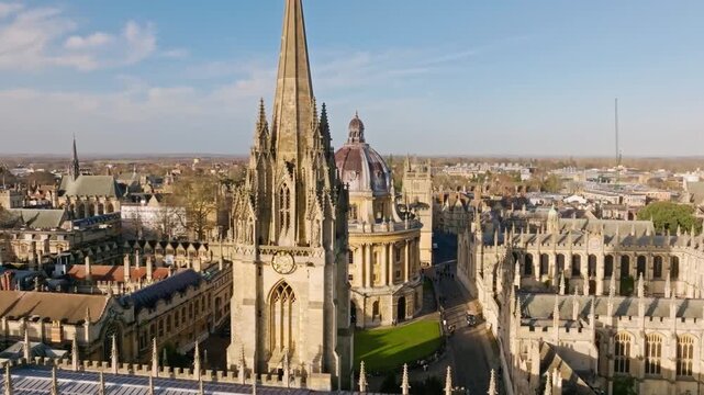 Aerial view of the university church of st mary the virgin in oxford, england