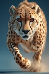 A cheetah leaps through the air, displaying its remarkable speed, power, and predatory grace.