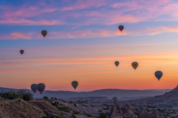 Turkey - Cappadocia - Love Valley Hot Air Balloons at Sunrise