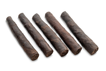 Italian Tuscan cigar, called Toscano,  half cut sicars isolated on white with clipping path included, cigars made with kentucky tobacco