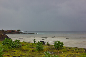 Splendid striking view of the Atlantic Ocean from the African coast on a stormy afternoon