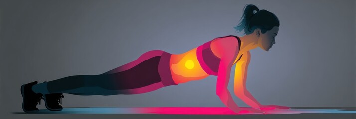 Dynamic Workout Session Showcasing a Person Performing a Push-Up Against a Dark Backdrop Highlighting Strength and Fitness at Home