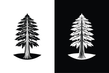 Redwood tree flat icon vector on White Background Vector Art Illustration on white background.