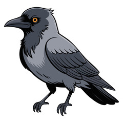 Black raven crow vector illustration flat simple halloween bird design symbol spooky holiday logo sticker print scrapbooking element
