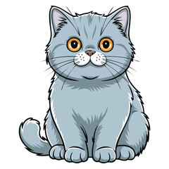 British shorthair cat sitting illustration plush grey coat calm stare vector design dignified feline pet artwork for creative decoration projects