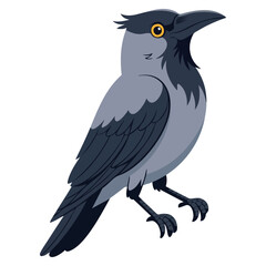 Crow raven black halloween bird vector illustration simple flat design spooky holiday logo sticker print scrapbooking decoration icon