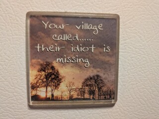 Crescent City, CA – August 25, 2025
Closeup of refrigerator magnet reading “Your village...