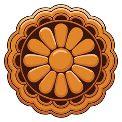 Mooncake Chinese traditional dessert icon vector illustration isolated symbol of festive sweet pastry cultural food and Asian celebration design