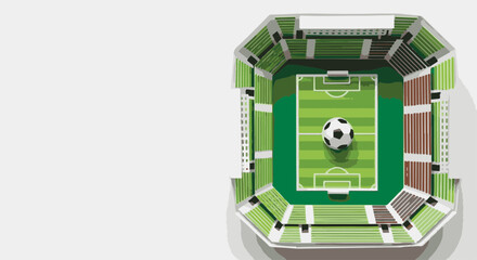 Paper Art Design of a Football Stadium with a Soccer Ball in the Center for World Football Day Poster, Sports Event Promotion, Sports News Websites, and Social Media Content