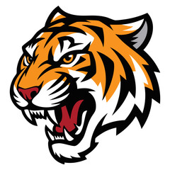 Tiger head vector illustration isolated roaring predator head design perfect for mascot logo tattoo branding or powerful animal artwork style