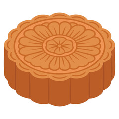 Traditional mid autumn mooncake icon vector illustration isolated dessert cultural food Asian pastry celebration sweet symbol for decoration projects