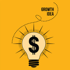 Vector illustration of lightbulb with dollar sign. Perfect for business, finance, strategy, money growth, creative concept, and promotional posters.
